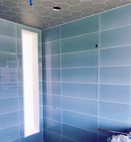 Grey Hexagonal Bathroom Ceiling
