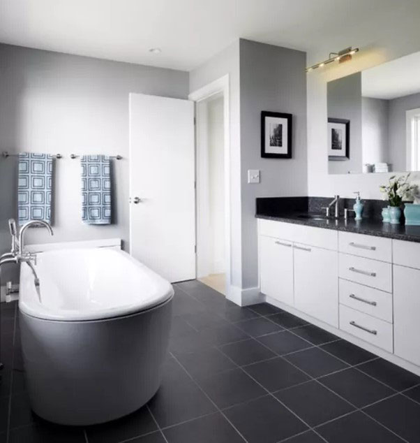 Grey And White Contemporary Bathroom