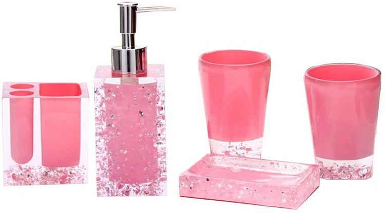 Pink Glittery Bath Set