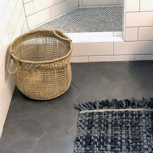 Hexagon bathroom tiles