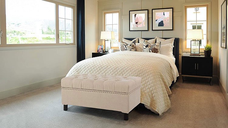 Beautiful Creme Brulee Renee Tufted Storage Bench