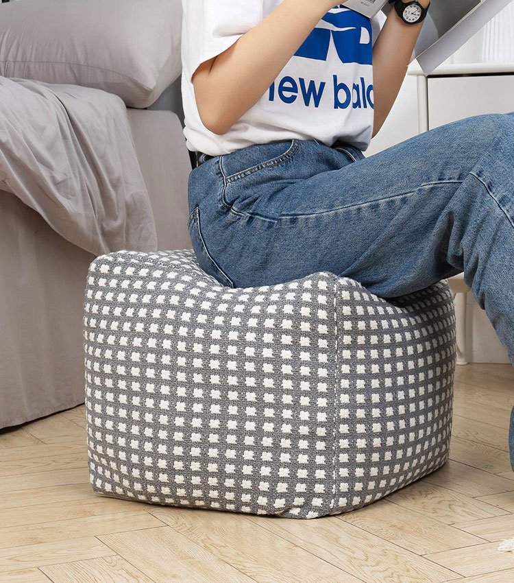 Handmade Cute Footstool With Pouf Cover