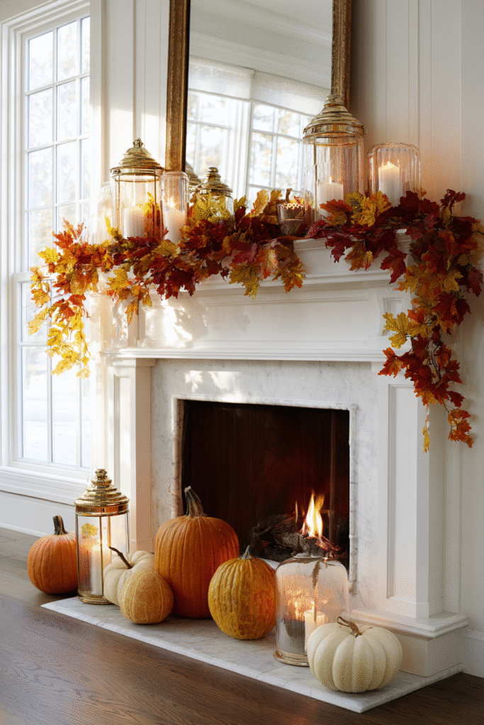 Classic Autumn Abundance Fall Mantel Decorating Ideas
