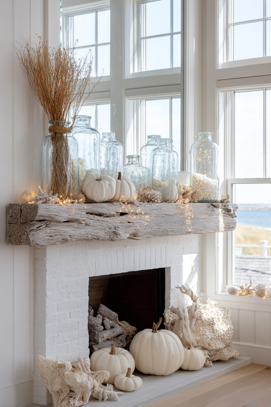 Coastal Fall Mantel Decorating Ideas