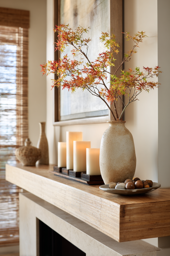 Zen Minimalist Fall Mantel Decorating Ideas