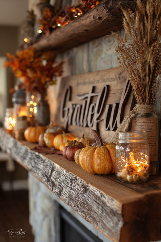 Thanksgiving Fall Mantel Decorating Ideas