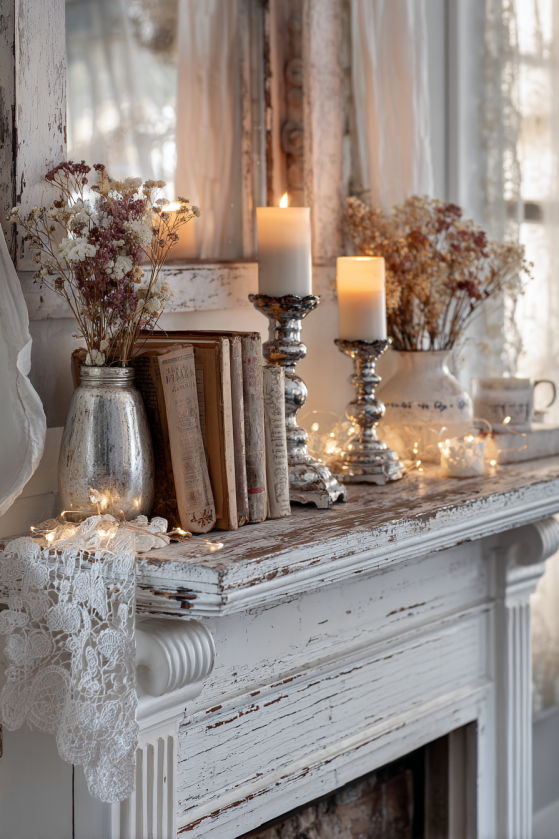 Shabby Chic Fall Mantel Decorating Ideas