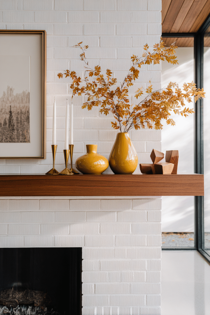 Mid-Century Modern Fall Mantel Decorating Ideas