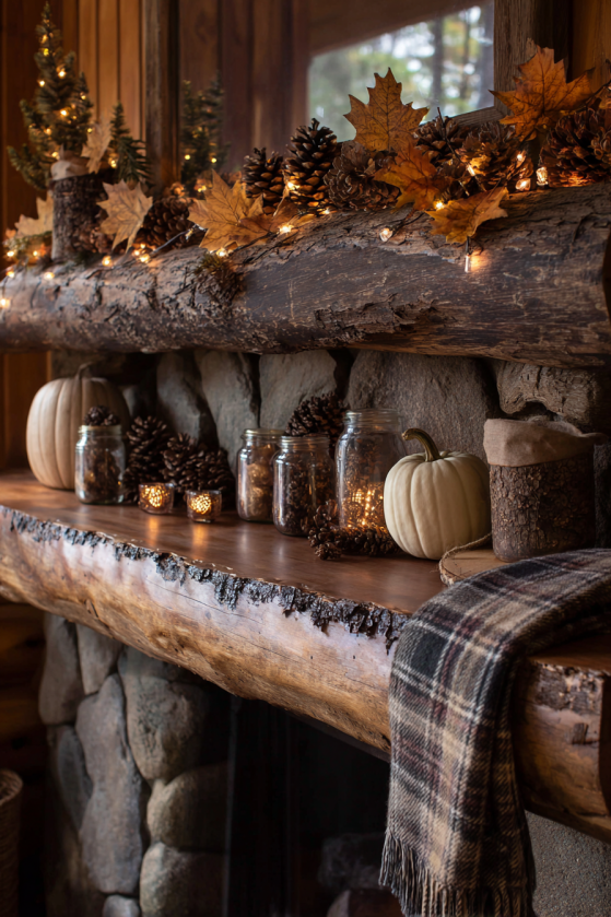 Industrial Modern Fall Mantel Decorating Ideas