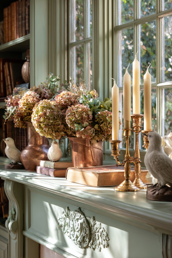 Traditional English Country Fall Mantel Decorating Ideas