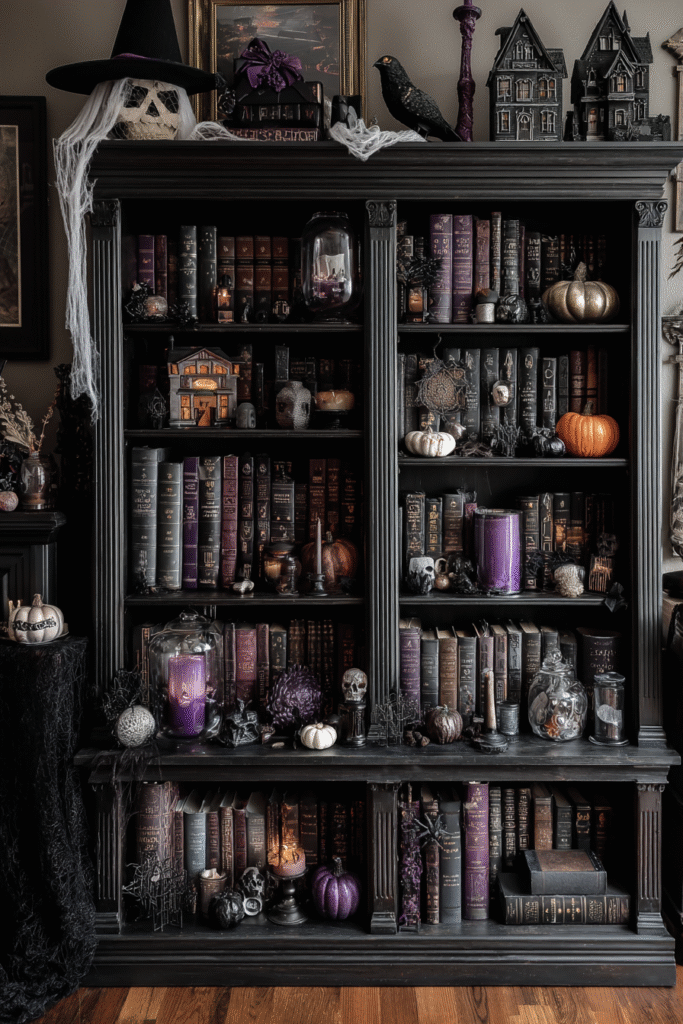 Gothic Library Halloween Spooky Bookcase and Decor Ideas