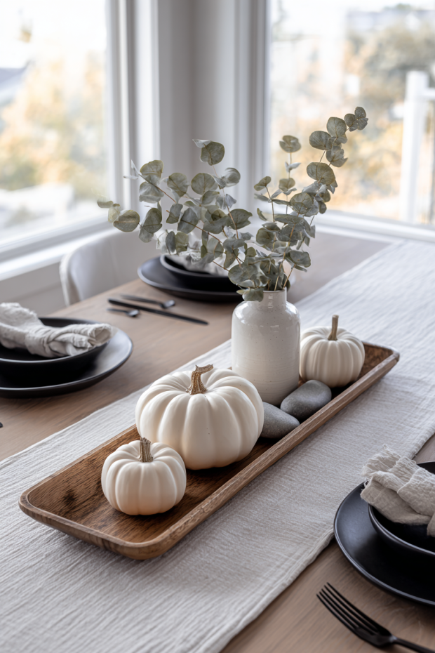 Minimalist White Pumpkin Centerpiece
