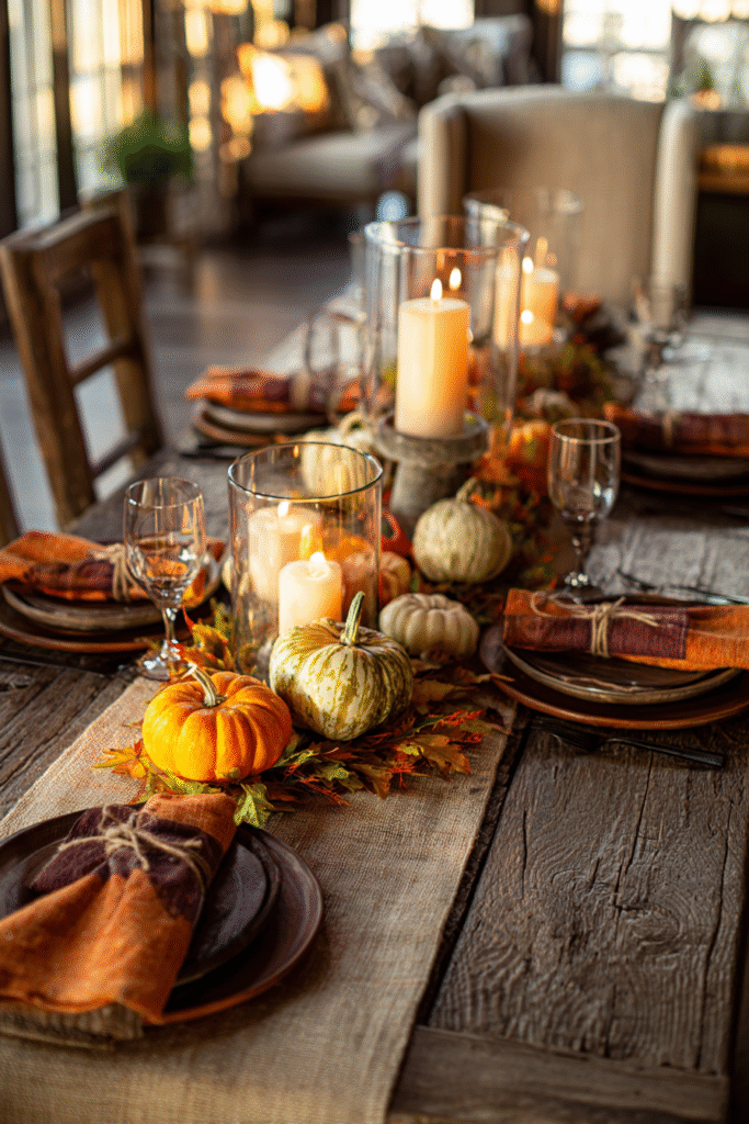 Rustic Harvest Thanksgiving Decorations Table Setting