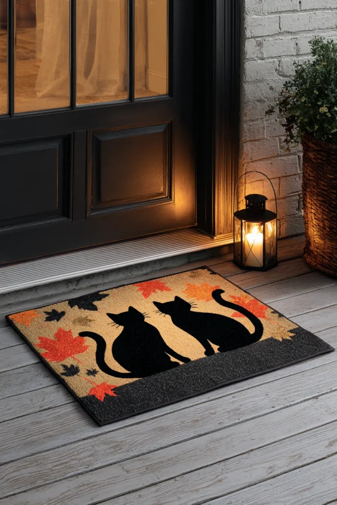 Spooky Cat Halloween Welcome Mat