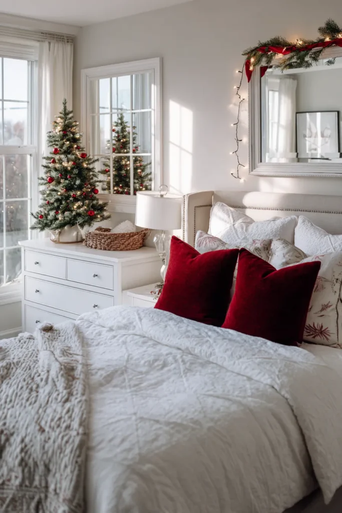 Velvet Dreams- Deep Red Luxury Christmas Bedroom Styling