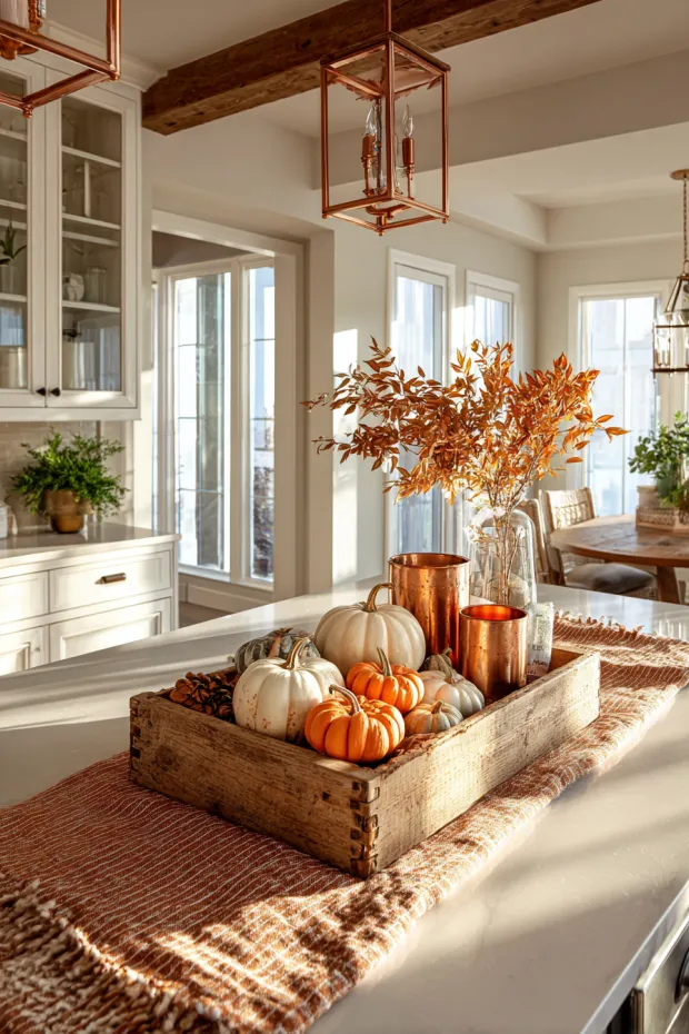 Warm Autumn Kitchen Island Centerpiece