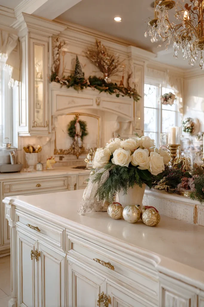 Mix White Roses with Evergreen