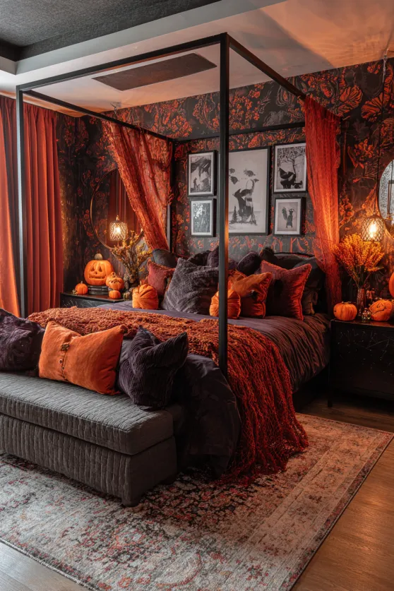 Bold Patterned Halloween Bedroom Retreat