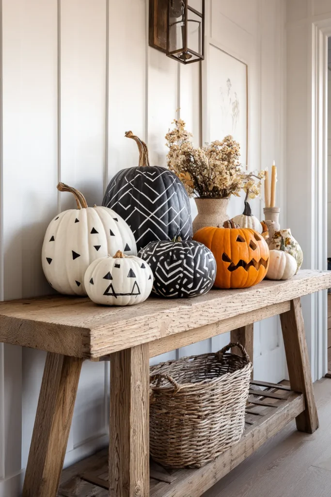 Creative Pumpkin Painting Ideas for a Modern Farmhouse Entryway