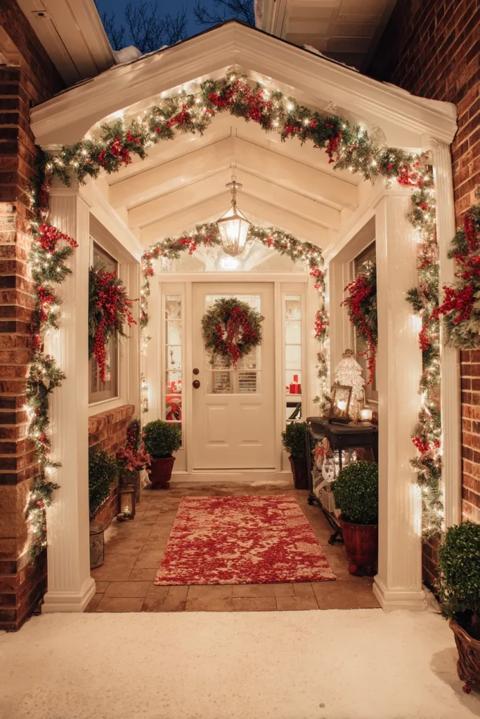Enclosed Vestibule Christmas Decor with Protected Elements