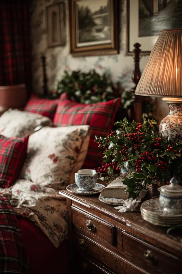 English Cottage Tartan Holly Arrangements