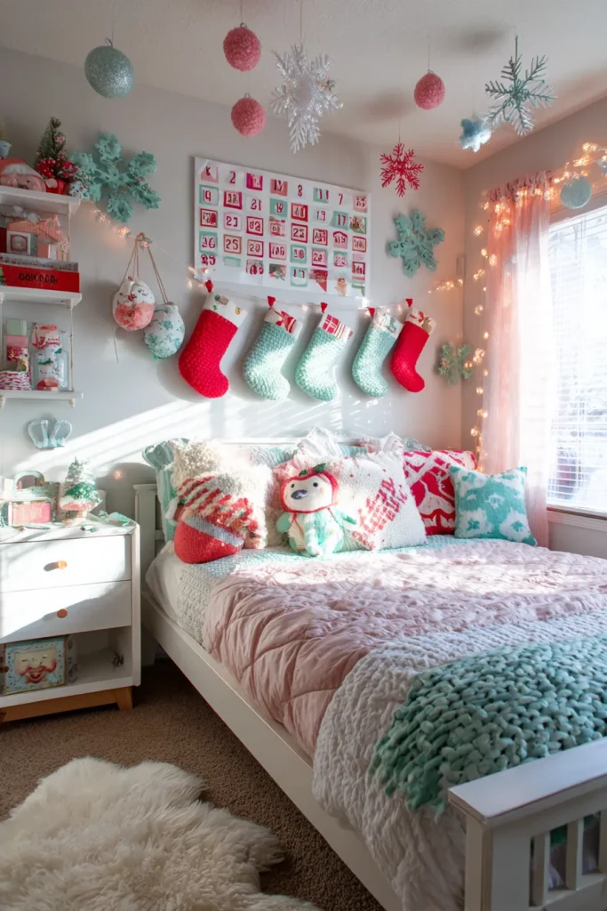 Playful Christmas Kids- Colorful Felt and Glow-in-the-Dark Bedroom
