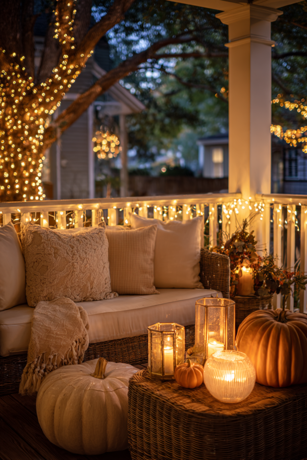 String Light Fall Porch Magic