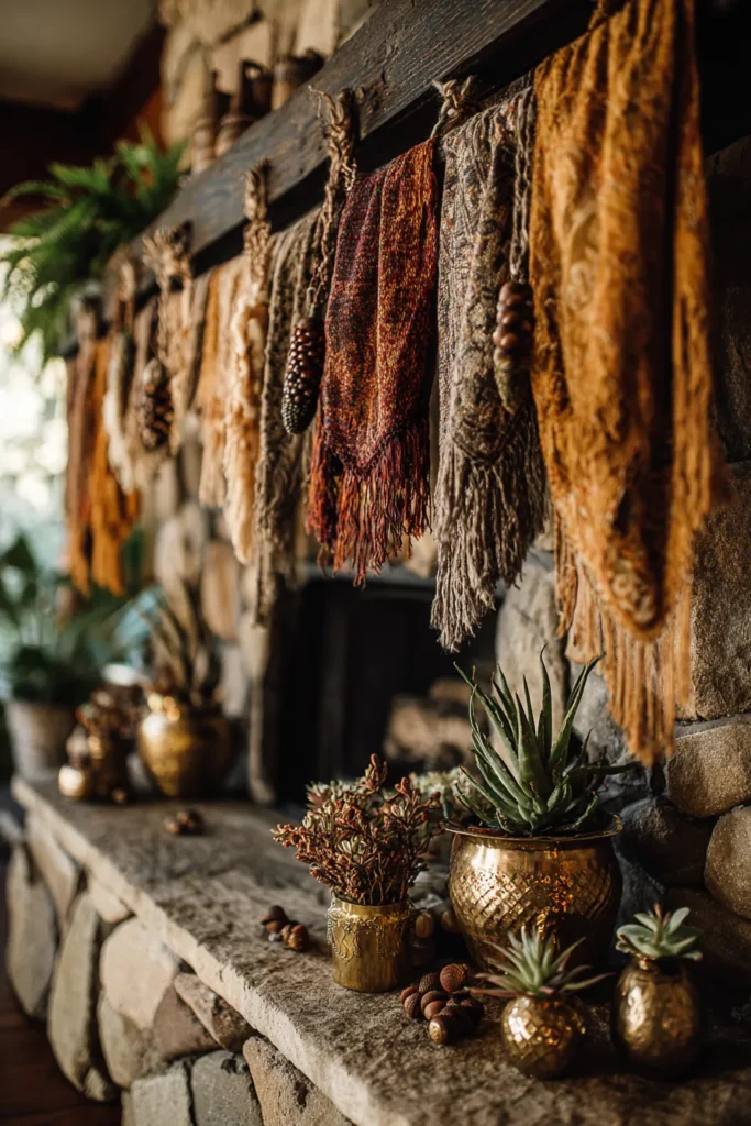 Drape Vintage Textiles on Mantel