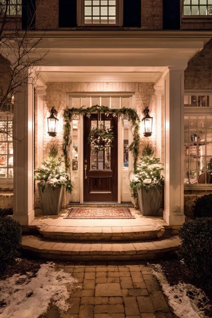 Front Door Entrance Christmas Decor with Doorway Focus