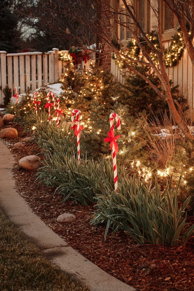 Garden Border Christmas Light Installation