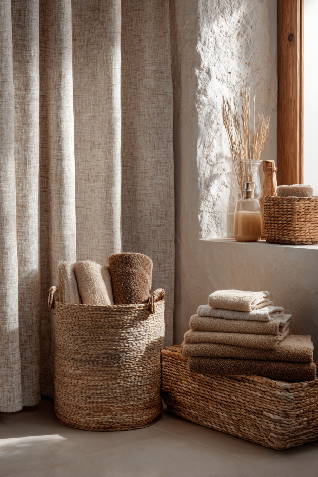 Linen Texture Fall Bathroom Serenity