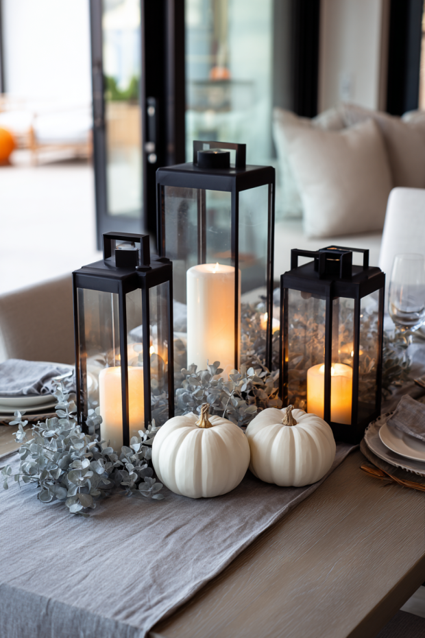 Modern Lantern Fall Centerpiece