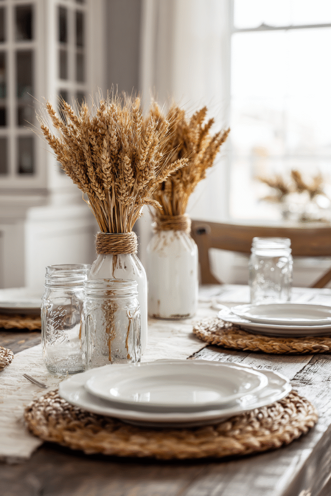 Wheat Stalk Thanksgiving Decorations Table Setting