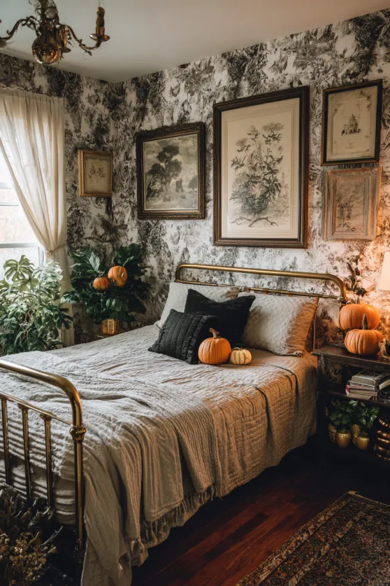 Botanical Halloween-Inspired Modern Bedroom