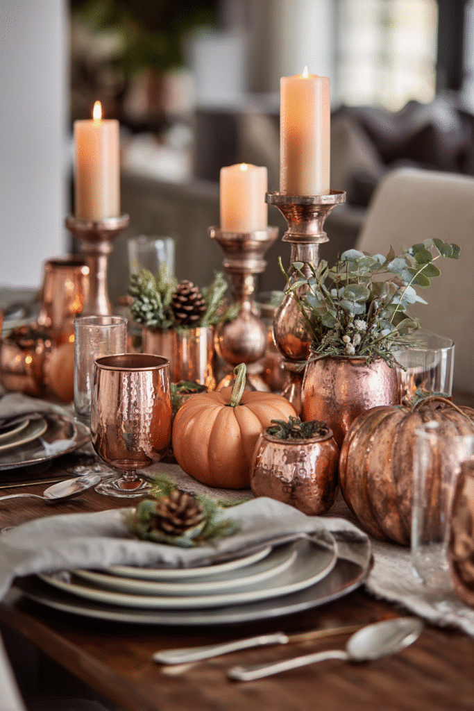Copper Accent Thanksgiving Centerpiece Ideas