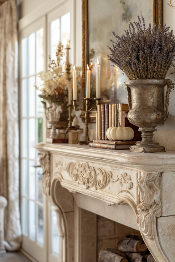 French Country Fall Mantel Decorating Ideas