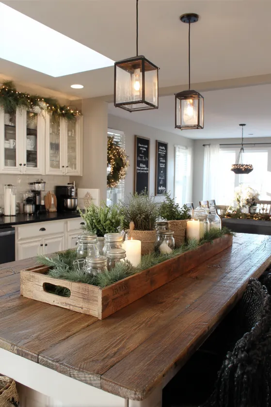Kitchen Island Christmas Workspace Integration