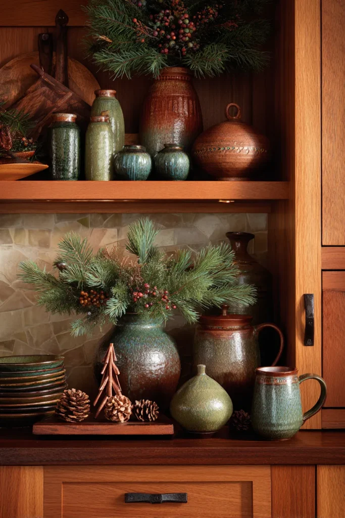 Display Handmade Pottery Evergreen Vessels