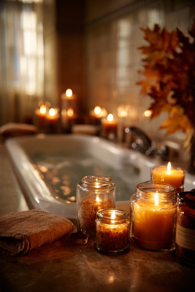 Candlelit Fall Bathroom Relaxation