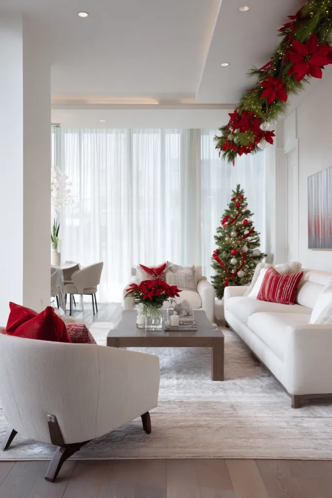Contemporary Living Room with Garland Accents