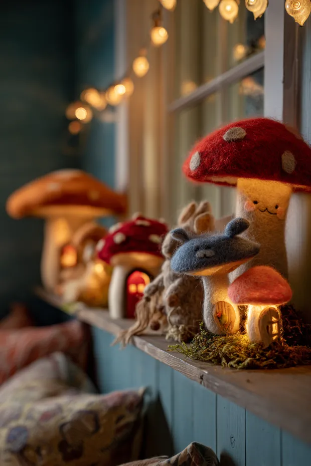 Cottage Felt Creature Mushroom Nightlights