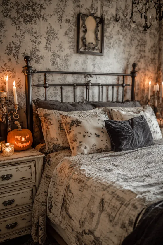 Distressed Elegance Halloween Bedroom