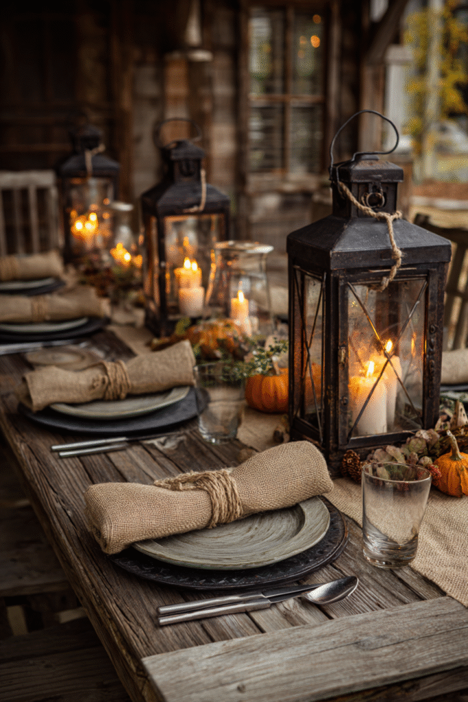 Lantern Thanksgiving Decorations Table Setting