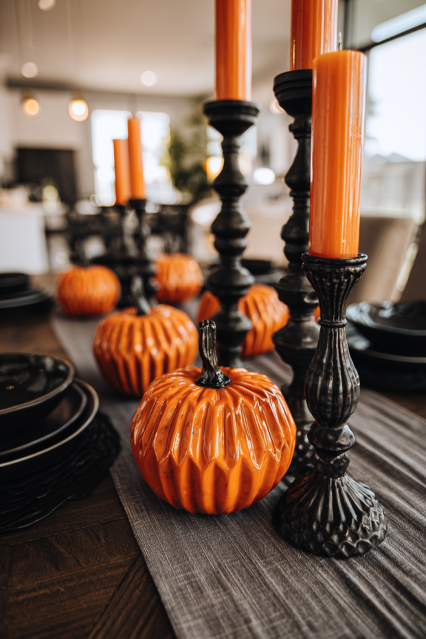 Modern Halloween Orange Centerpiece