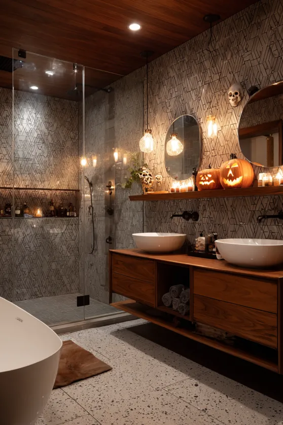 Retro Mid-Century Halloween Bathroom