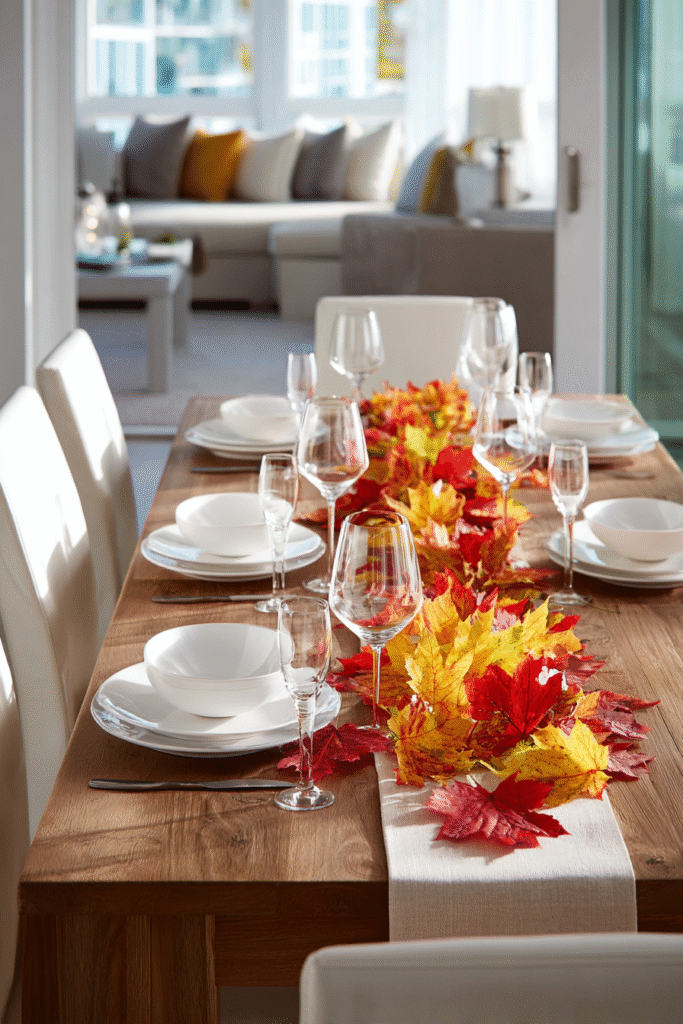 Autumn Leaves Thanksgiving Decorations Table Setting