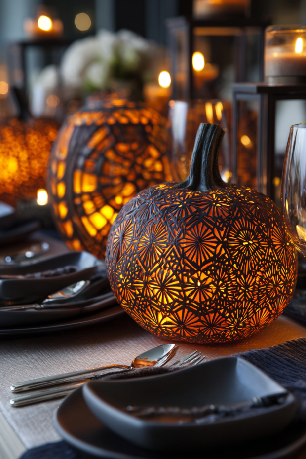 Carved Pumpkin Artistic Display