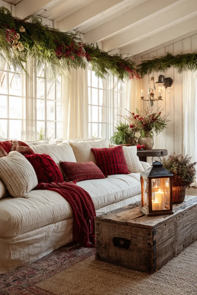 Cozy Cottage Living Room with Christmas Details