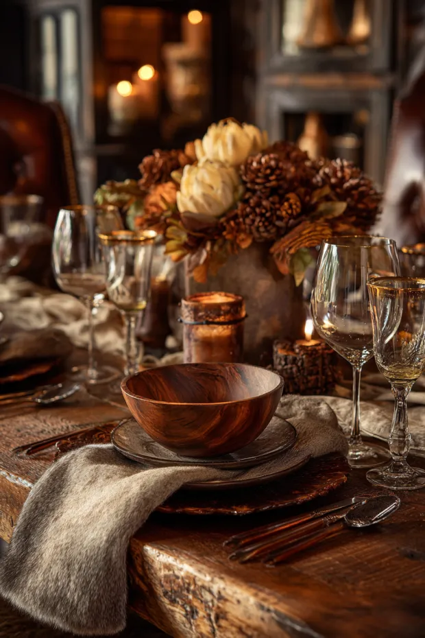 Luxury Rustic Autumn Estate Dining