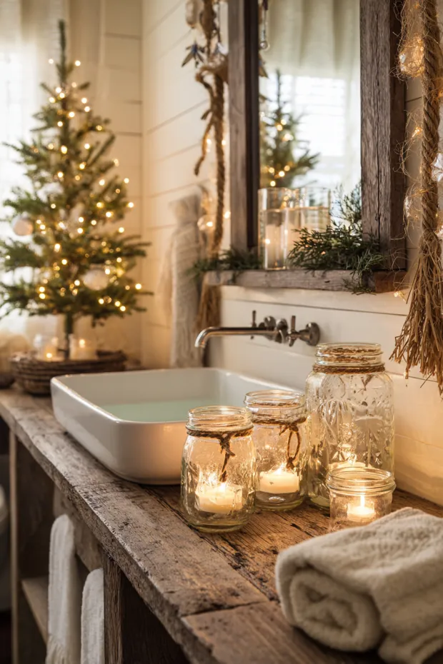 Mason Jar Lid Bathroom Styling